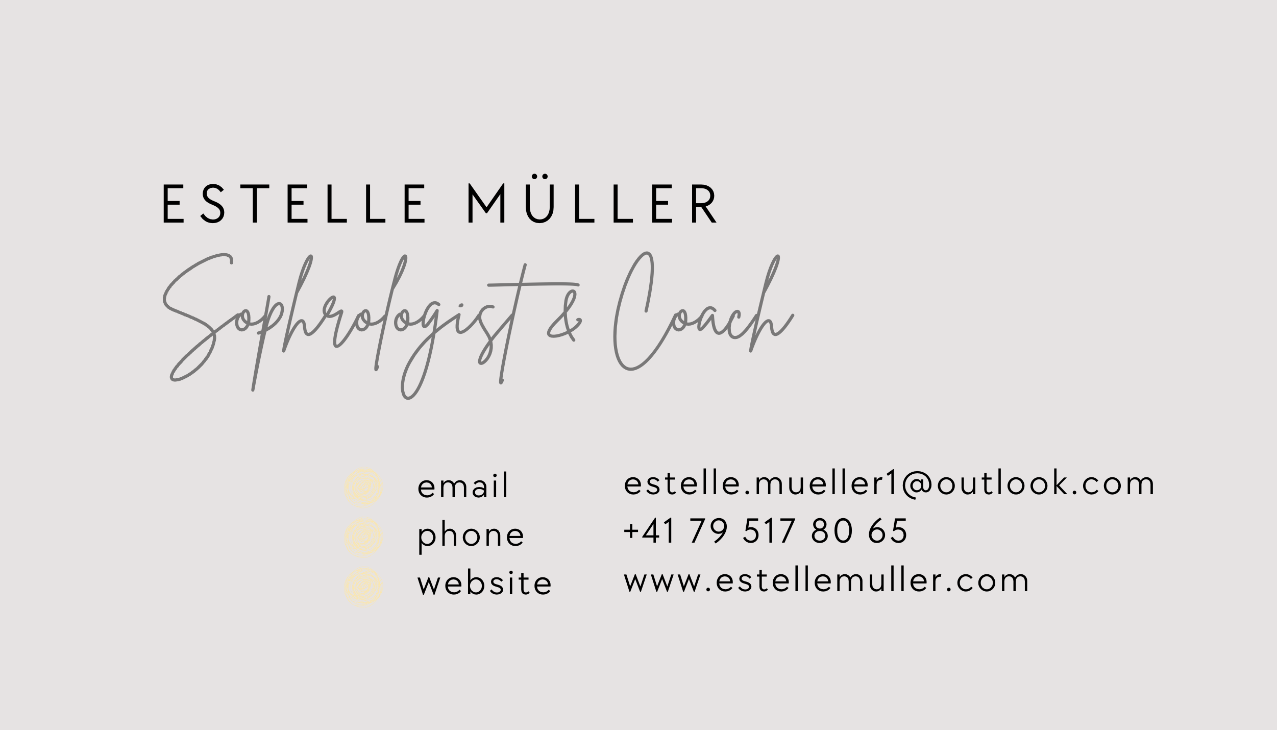 Estelle Muller, sophrologist contact card